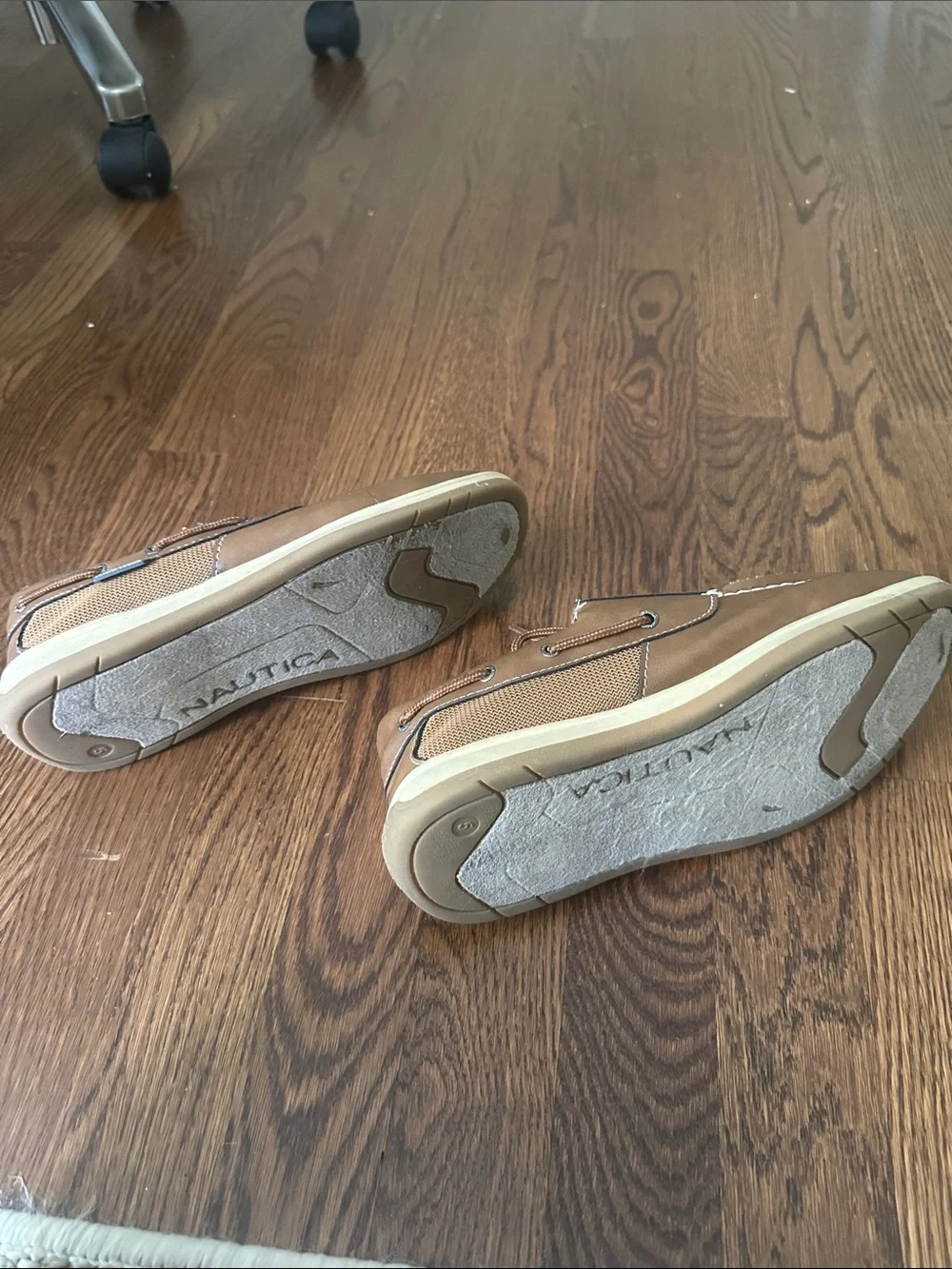 Nautica Men’s Tan Leather Boat Shoes with White Sole
